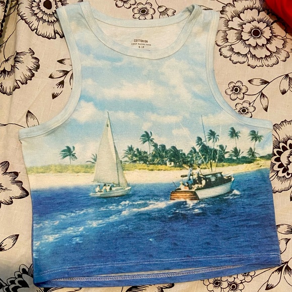 Cotton On Tops - Cotton On ribbed beach crop tank top